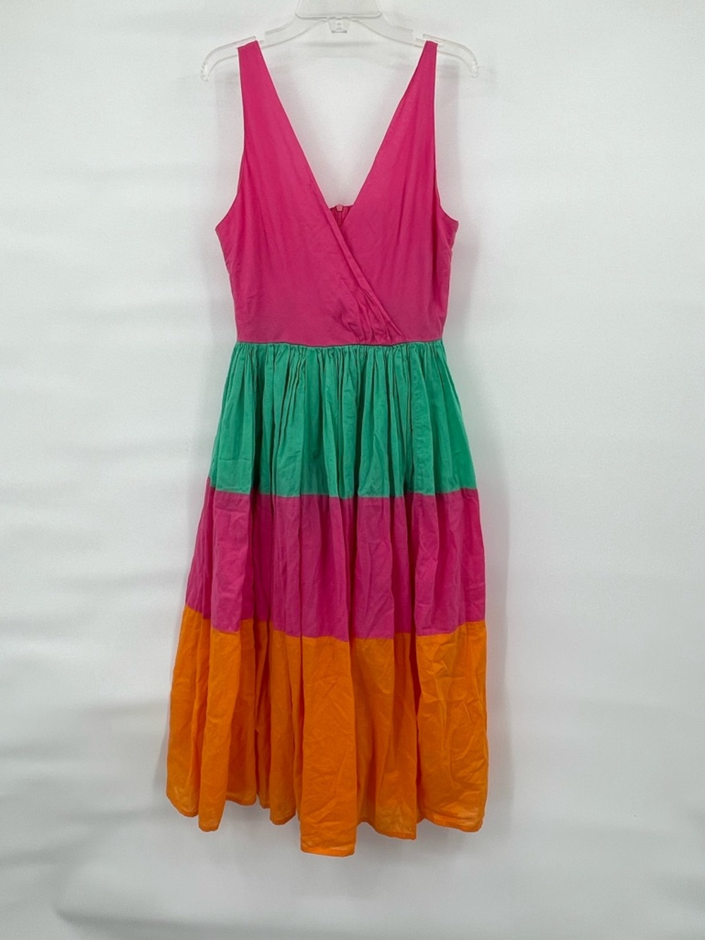 Mira cotton color block pink orange green summer dress